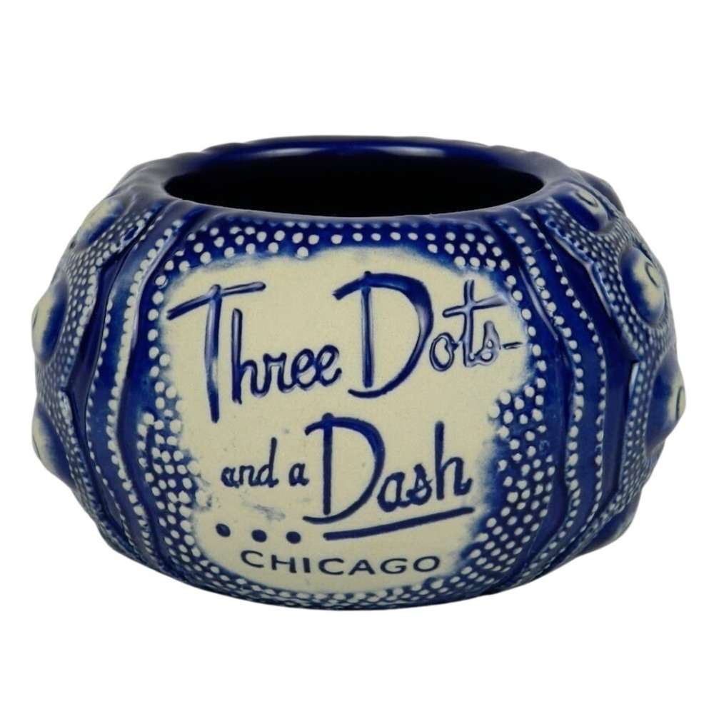 Tiki Mug Sea Urchin Navy Blue Three Dots and a Dash Chicago Tiki Farm Tiki Bar‎